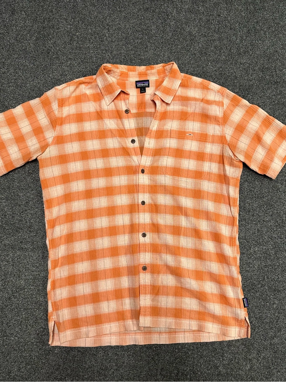 Patagonia Worn Wear S/S Orange Plaid Shirt L